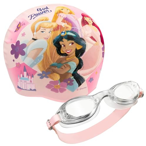 Disney Badekappe & Schwimmbrille Kinder Set, UV-Schutz, Anti-Beschlag - Stitch Sachen für Kinder