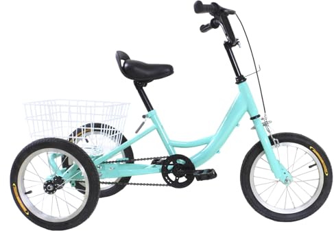 ARBGO 14 Kinder Dreirad, Dreirad für Kinder, Single Speed 3-Rad Cruiser Bike Fahrrad Cruiser Mädchen & Jungen Cityräder Tricycle mit Korb für 5-8 Jahre alt, für Erholung, Einkaufen, Picknicks