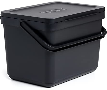 TATAY Biomülleimer Küche 6L | Organischer Abfalleimer Smart ohne Halterung | Kompaktes und Funktionales Design | Aus 100 % Recyceltem Material | 26,5x20,5x18,5 cm, Schwarz