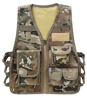 Alvivi Kinder Weste Taktische Weste Jacke Camouflage Einsatzweste Schutzweste Für Armee Jagd CS Spiel Outdoor Camping Wandern