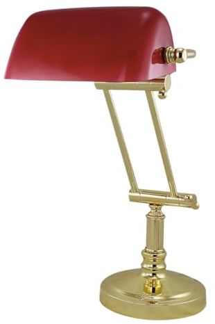 Sea-Club Bankerlampe Bankerleuchte Messing & Glas H=43cm rot
