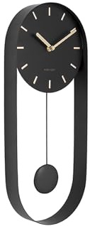 Karlsson Wanduhr Pendulum Charm - Schwarz - 50x20x4,8cm - Rund - Stahl - Wanduhr Modern Wohnzimmer - Wanduhren