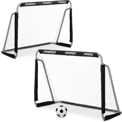 Relaxdays Fußballtor Garten, 2er Set, Kinder & Erwachsene, HBT: 110 x 150 x 75 cm, Metall, stabile Tore Fußball, schwarz