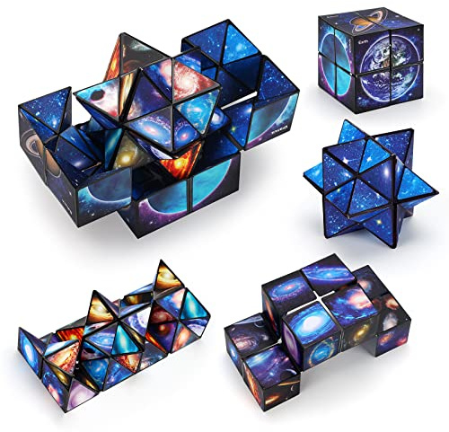 pearoft 2 in 1 Sternenklarer Himmel Zauberwürfel Infinity-Würfel Transformierende-Würfel Spielzeug zum Stressabbau - Kreative Geschenke für Kinder Erwachsene