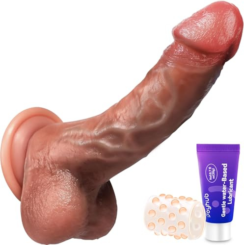 PRONFANS 20.5CM Realistischer Dildo Dicker Fester Anal Dildo Penis mit Stärkerem Saugnapf und Großen Hoden, Dildos aus Weichem Silikon, Sex Spielzeug für die Männer Frau Paare Sex Toys