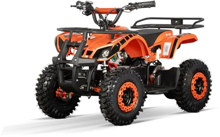Nitro Motors Kinder Elektro Quad Torino Sport Eco 1000W 36V 12Ah Akku Vorwärts Rückwärtsgang 6 Zoll snowy profile LED Scheinwerfer (Orange)