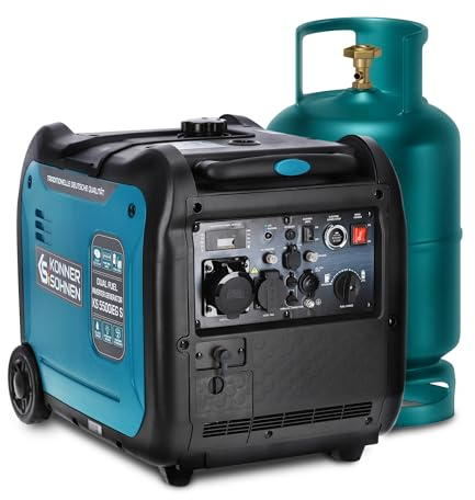 LPG/Benzin-Inverter-Generator KS 5500iEG S von Könner & Söhnen. stromerzeuger 5500 W,Schuko-Steckdose 230 V,CEE-Steckdose 230V 32A, 2 USB-Anschlüsse,powerstation,notstromaggregat EURO V.