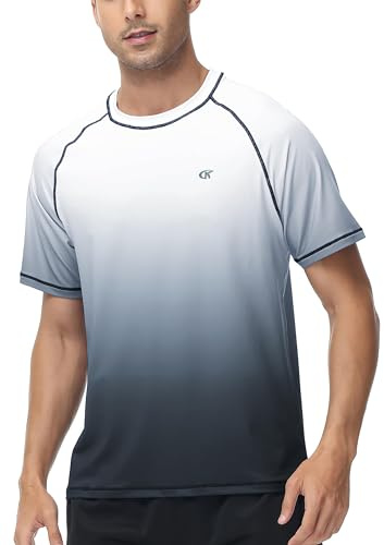YuKaiChen Rashguard Herren Schwimmshirt Schnelltrocknend Atmungsaktiv Bade-T-Shirt mit kurzen Ärmeln Rashguards Wassersport für Männer