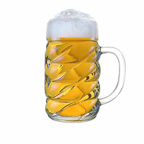 Stölzle Lausitz Diamond Maßkrug 1l l Bierkrug im Diamanten-Design I 1 Stück I Bierkrug mit Henkel I Traditionelles Bierglas I spülmaschinenfest I hochwertige Krüge I bruchsicher