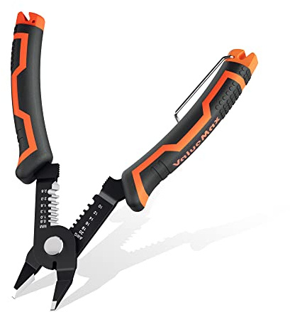 ValueMax 3-IN-1 Abisolierzange (20–10 AWG), Professionelle Abisolier-, Schneid- und Crimpzange aus Manganstahl, Kompakte Kabelzange mit TPR-Griff für Elektriker, Techniker, Heimwerker und DIY