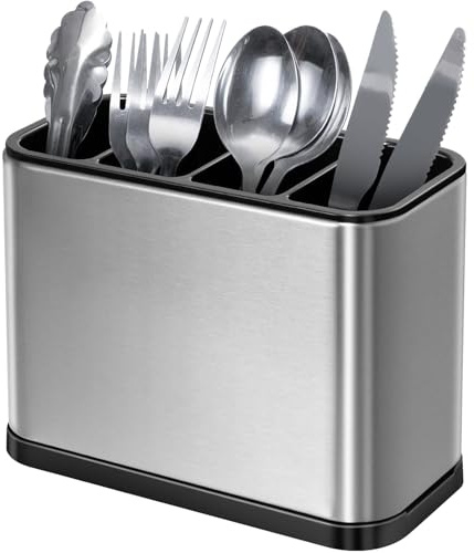 OriwarE Besteckhalter 4 Teilig für Küche Esszimmer Abtropfschale Besteckkasten für Küchenutensilien Besteckorganizer Caddy Halter Spülbereich Rost und Kratzerfreies Edelstahl Anti-Rutsch