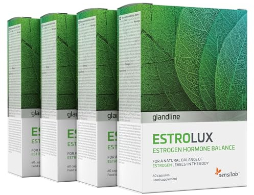 EstroLux, Östrogen Tabletten mit Jod, 240 Kapseln für 4 Monate | Chlorella, Jod, Vitamin B6, Rosmarin, Zitronenmelisse, Schwarzer Pfeffer. Hormon Balance Frauen. Vegan, Glutenfrei. Sensilab