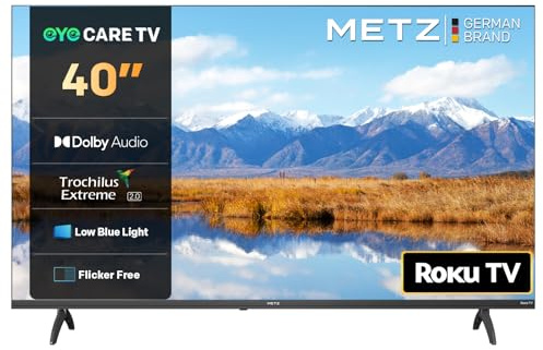 METZ Blue Roku TV, HD Smart TV, 40 Zoll, 100 cm, Fernseher mit Triple Tuner, WLAN, LAN, HDMI, USB, 40MTD3011Z, schwarz