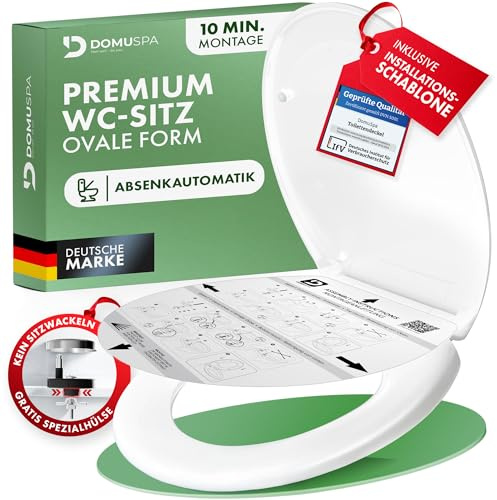 DomuSPA Toilettendeckel - WC Sitz mit Absenkautomatik - antibakterieller Toilettensitz mit Quick-Release Funktion - Toilettendeckel oval - Toilettendeckel mit Absenkautomatik - Klodeckel