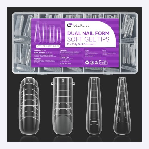 Gelike ec 4 Formen Dual Nail Forms Set Nagelverlängerung | Verlängerung Nagel Gel Formen Nagelform Set für Polygel Extension Maniküre Nagelkunst Design Salon DIY 96 Stücke