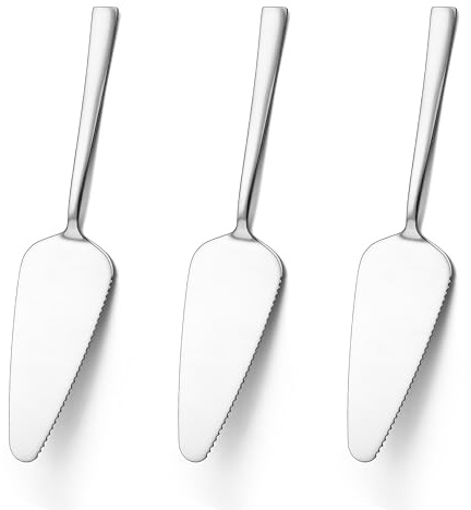 Herogo 3 Stück Edelstah Tortenheber mit gezackten Kanten | Kuchenheber zum Servieren von Torten und Kuchen, Ideal für Paries, Küche, Hochzeiten, Metall Silber & Spülmaschinenfest