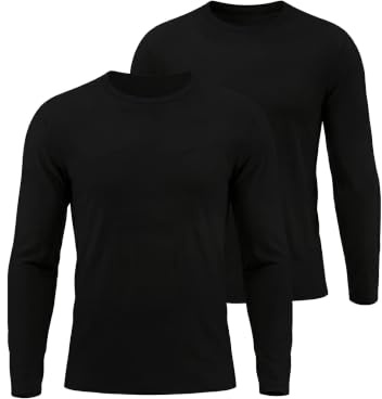 YUSHOW 2er Pack Thermounterwäsche Unterhemd Herren Winter | Funktionsunterwäsche Rundhalsausschnitt Thermo Shirt Langarm Warm Skiunterwäsche Thermo-Unterwäsche