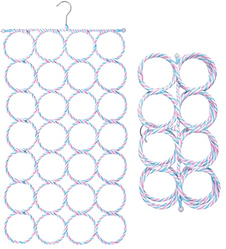 Schalhalter Aufhänger Schalbügel Krawattenhalter mit 28 Löchern Klappbarer Kleiderschrank Organizer Gürtelhalter Gürtelbügel Haken für Tücher Krawatten Schals Gürtel Socken, Zufällige Farbe
