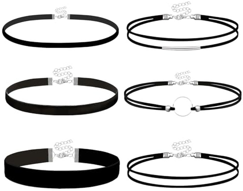 INSPUTOL Schwarzes Samt-Halsketten-Set für Damen und Mädchen, verstellbare, dehnbare Halsband-Halsketten mit bequemer Passform für Cosplay, Halloween, Party, Tanz