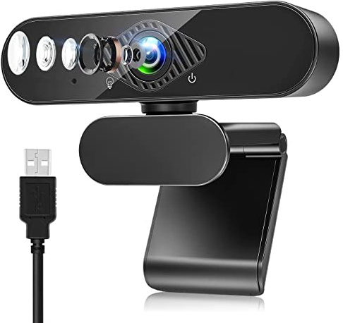 Dancial Webcam mit Mikrofon, 1080P Web PC Kamera mit 120° Blickfeld, Belichtungskorrektur und Drehbarem Clip für Live-Streaming, Videoanruf, Konferenz, Unterricht Kompatibel mit PC/Mac/Linux