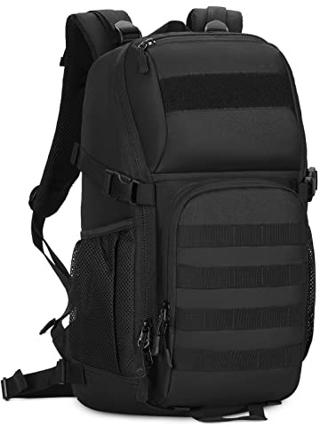 HUNTVP Militär Rucksack 25L Bundeswehr Rucksack Herren Taktischer Angelrucksack Wasserdicht MOLLE Tactical Backpack für Herren Damen Sport Radfahren Outdoor Camping, Schwarz