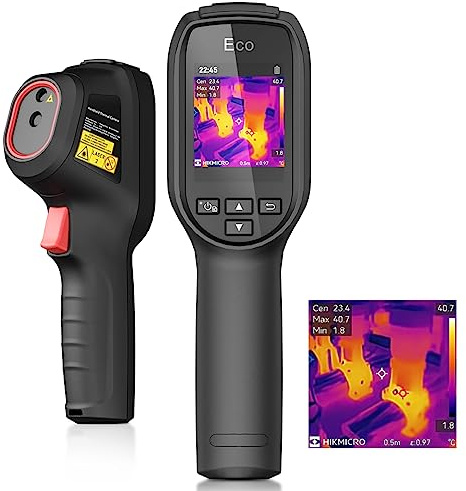 HIKMICRO Wärmebildkamera SuperIR 240 x 240 IR-Auflösung/9.216 Pixel 25 Hz Bildwiederholrate, -20°C bis 550°C Infrarot-Thermometer, ECO Kompakte handheld Thermokamera mit Laserpointer