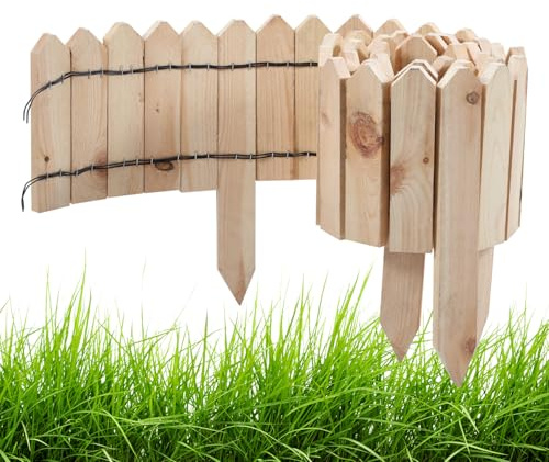 Gimisgu 200 x 10 cm Rasenkante Beeteinfassung, Flexibler Rollborder, Wetterfeste Gartenpalisade, Rasenkantenband als Gartenzaun für Beete & Rasen, Natürliche Gartendeko,Natural
