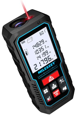 70M Laser Entfernungsmesser, MiLESEEY Lasermessgerät mit Elektronischer Neigungssensor, ±2mm Genauigkeit, Pythagoras, Fläche und Volumen, Hintergrundbeleuchtetes 2" LCD, Batterie enthalten