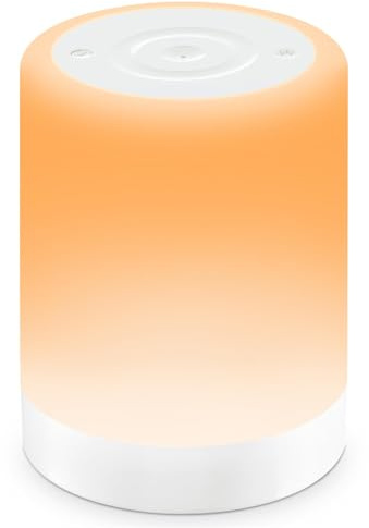 Auxmir Nachttischlampe Nachtlicht Touch Dimmbar, 3000mAh Tischlampe Kabellos USB Aufladbar mit 256 RGB Farben 5 Modi, Timing Funktion, LED Stilllicht Lampe für Kinder Deko Schlafzimmer, Camping, Weiß