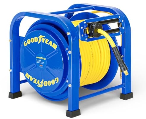 Goodyear Schlauchtrommel Pro Heavy Duty Federstahl Einziehbare Luftschlauchtrommel 30m (3/8 in. x 100 ft.) Angetrieben mit 2 Jahren Garantie