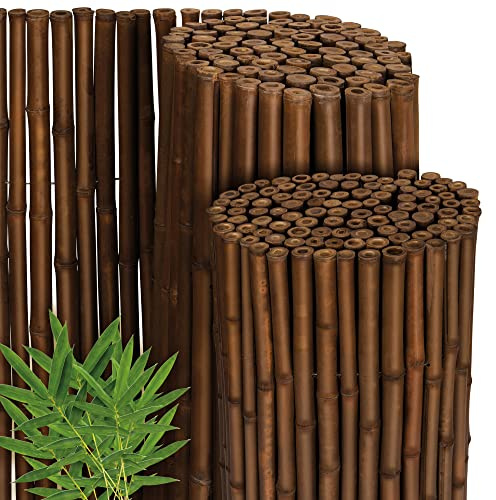 Sol Royal Premium Bambus Sichtschutz Zaun 160x250cm B23 Dunkelbraun – hochwertig gehärtete Bambusrohre Ø 2-3cm, witterungsbeständiger Bambuszaun Indoor & Outdoor, Balkon Sichtschutz
