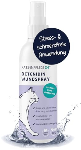 KATZENPFLEGE24 Wundspray für Katzen 125 ml – Octenidin Wunddesinfektion & Wundpflege – Alkoholfrei, brennt Nicht – Sanft für empfindliche Katzenhaut – Bei Wunden & Kratzern