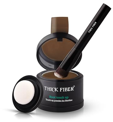 THICK FIBER Ansatzpuder - Haar Concealer zur Haarverdichtung für Frauen und Männer, wasserfestes Haar Make-up zum Ansatz kaschieren - 4g (Hellbraun)