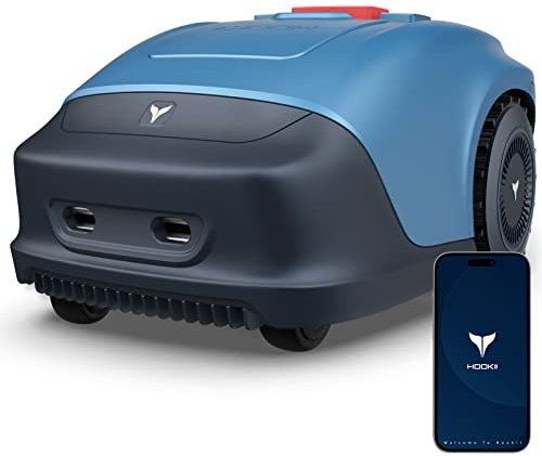 HOOKII Mähroboter für Gärten bis zu 1000qm, 4400mAh Li-ion Akku, Paralleles Bahnen Mähen und Selbstständig Aufladen, 33% Steigung, Regensensor, Bluetooth/WLAN Verbindung mit APP, Inkl. Ladestation