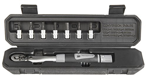 M-Wave Drehmomentschlüssel TW-4/24<, 4-24 Nm, mit Bitaufsätzen: 3,4,5,6,8 mm Innensechskant und Vielzahnschlüssel T25m & T10