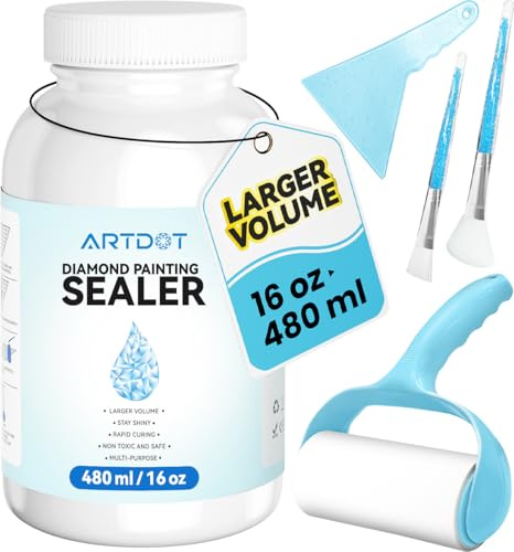ARTDOT 480 ml Diamond Painting Versiegelung, Großes Fassungsvermögen Kleber als Diamond Painting Erwachsene Zubehör und Puzzle Kleber Transparent