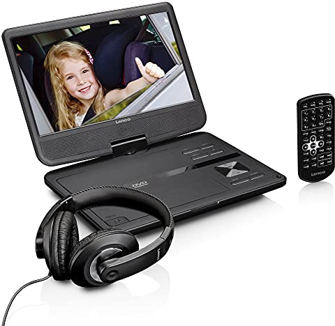 Lenco DVP-1010BK DVD Player - Tragbarer DVD Player - DVD Player Auto - 10-Zoll-DVD-Player mit Kopfhörer - Kopfstützenbefestigung - integrierter Akku - USB-Eingang - SD - Schwarz