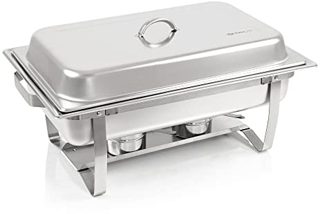 Mahlzeit Chafing Dish | Edelstahl Warmhaltebehälter | Speisenwärmer | Wärmebehälter | Rechaud für Catering, Buffet und Party (Nancy (1x 1/2 GN + 2X 1/4 GN-Behälter))