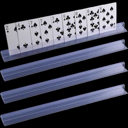 4 Stück transparente Plastik Spielkartenhalter, Freisprech Kartenständer, Karten Halterung für Spielkarten – Perfekt für Poker, Bridge und Gesellschaftsspiele – Kartenaufsteller, Spielkartenhalter