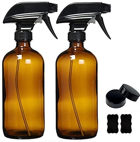 Afufu Braunglas Sprühflasche, Leere Sprühflasche Glasflasche mit Verstellbare Sprühkopf für Pflanzen Friseur Küche Reinigungsmittel (2 x 500ml)