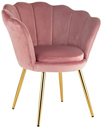 Baroni Home Gepolsterter Sessel mit Muschel-Rückenlehne aus Samt mit goldenen Beinen, Sessel für Wohn- und Schlafzimmer, 69x71x84 cm
