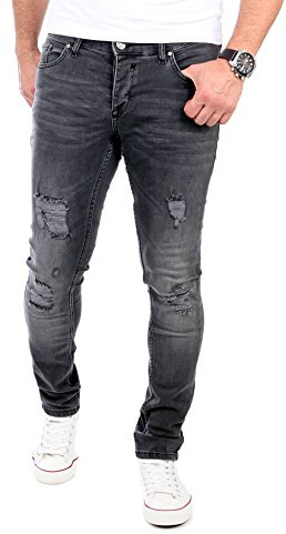 Reslad Jeans Herren Destroyed Look Slim Fit Denim Strech Jeans-Hose RS-2062