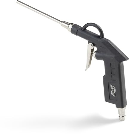 FIAC Druckluftpistole mit 2mm Düse, Kompakte Blaspistole, Zusätzliche Langrohrdüse, Kompressorzubehör, Aluminiumgehäuse, Max. 8 Bar Druck, Schwarz