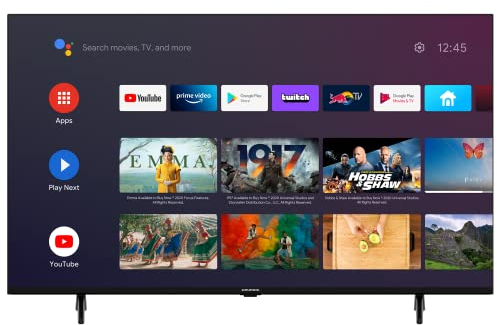 GRUNDIG 43 VOE 73 Fernseher 43 Zoll (108 cm) LED TV, Android 9 TV, 4K UHD, Dolby Digital, HDR10, Micro Dimming Engine, Chromecast Built-in, Bluetooth, Smart TV, Schwarz