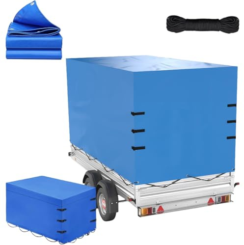 Anhänger Hochplane, Allwetter-langlebiger Trailer Cover mit Seil, 600d Oxford-Gewebe Abdeckplane Anhänger Abdeckung Plane für 750kg PKW Hänger (210x114x110cm)