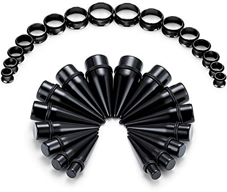 FECTAS 32stk Acryl Ohr Dehnstab Set Edelstahl Ohr Tunnel Plug Expander Ohr Dehnung Piercing Schmuck 6-20mm