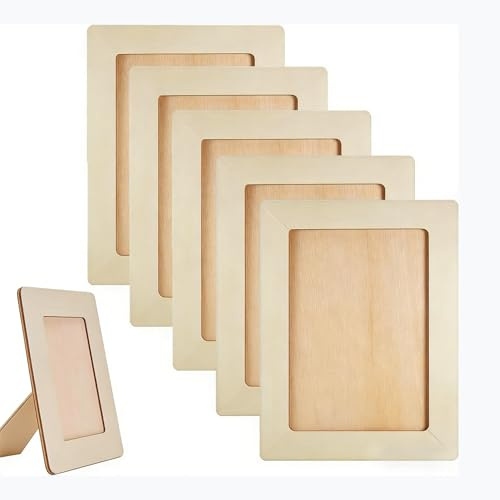 aghoer Kinder Bilderrahmen Basteln Holz - 6 Stück Holzbilderrahmen zum Bemalen - Fotorahmen 10x15 für Mama Opa Oma