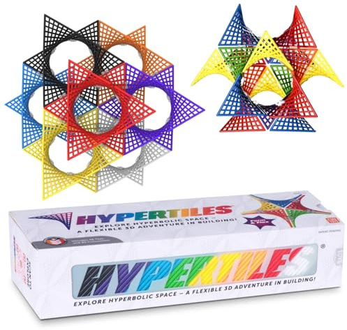 Hypertile Hyperbolisches Konstruktionsspielzeug - 7,6 x 7,6 cm STEM 3D-Abenteuer: 48 Platten & 80 Verbinder für Logik & Kreativität - Unendliche Flexible Formen - von Fun In Motion Toys