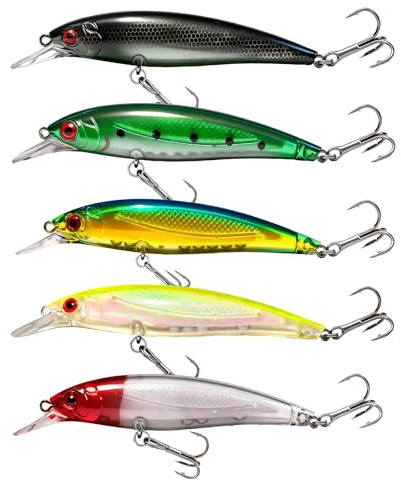 iUeeQKoo Hecht Köder,Kunstköder Wobbler Set,Angelzubehör,Fisch Köder Swimbait lebensechter für Zander Barsch Forellen, Angelköder für Süß und Salzwasser,Raubfisch,Angeln Geschenk (5, C)