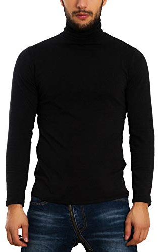 Toocool Rollkragenpullover Baumwolle für den Winter, hochgeschlossen, schmal geschnitten, mit Plüsch gefüttert, Rollkragenshirt, Turtleneck LO-A6957 [XXL, Schwarz]